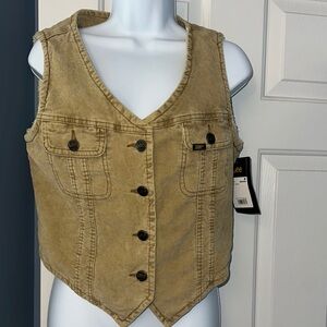 Lee Tan Corduroy Vest with V-Neckline